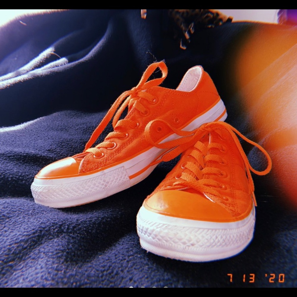 Orange Quilted Converse Low Tops